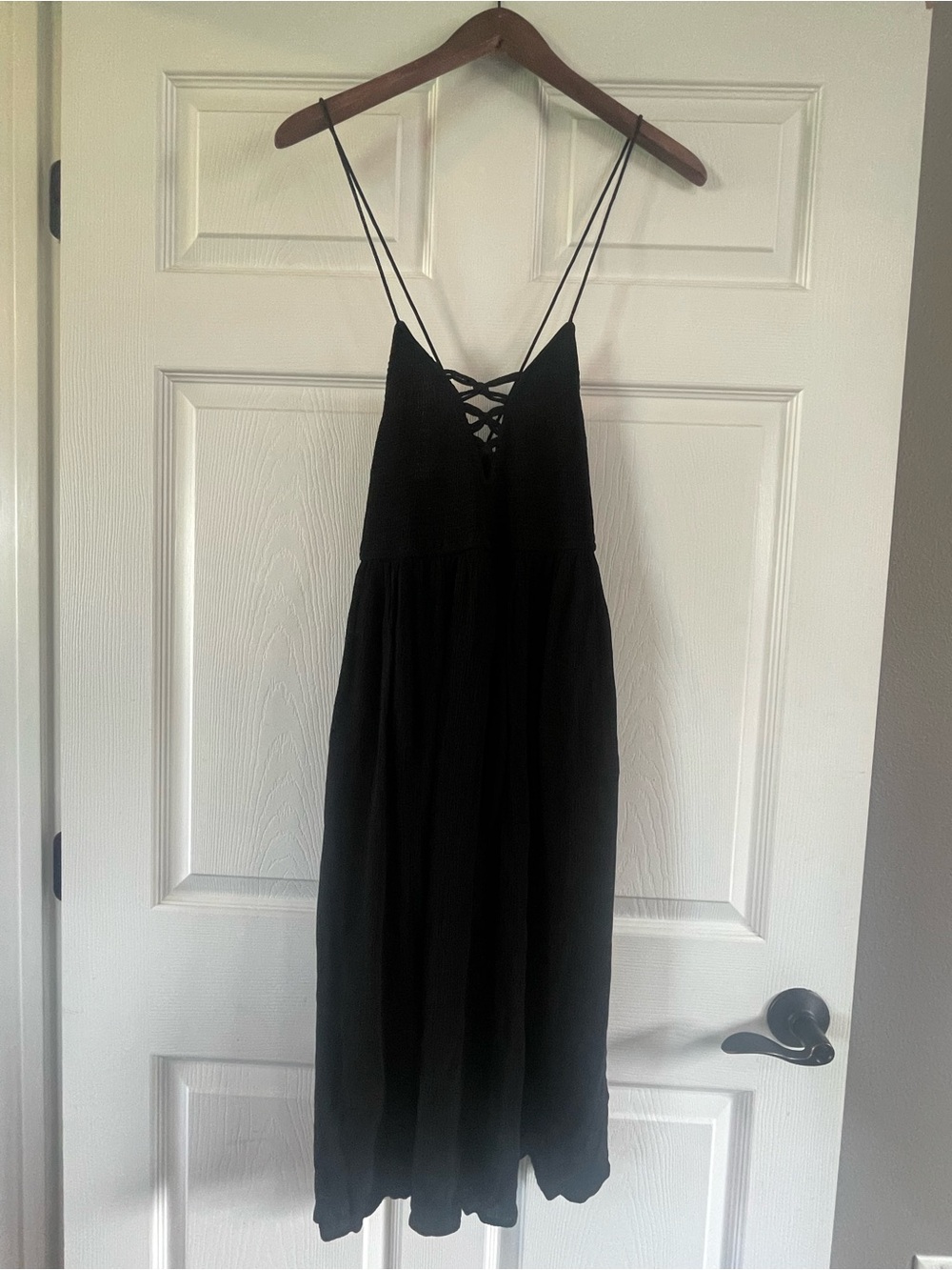 Forever 21 Black Lace-Up Spaghetti Strap Maxi Dress